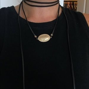 Black Suede and Gold Bolo-Style Chocker